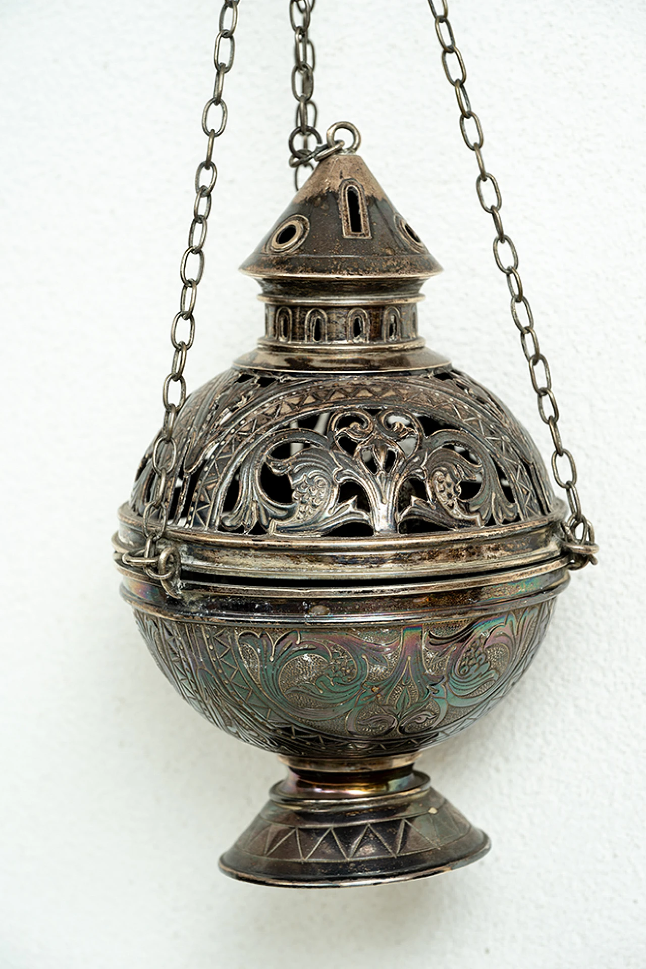 Roman thurible in chiselled silver, 19th century 3