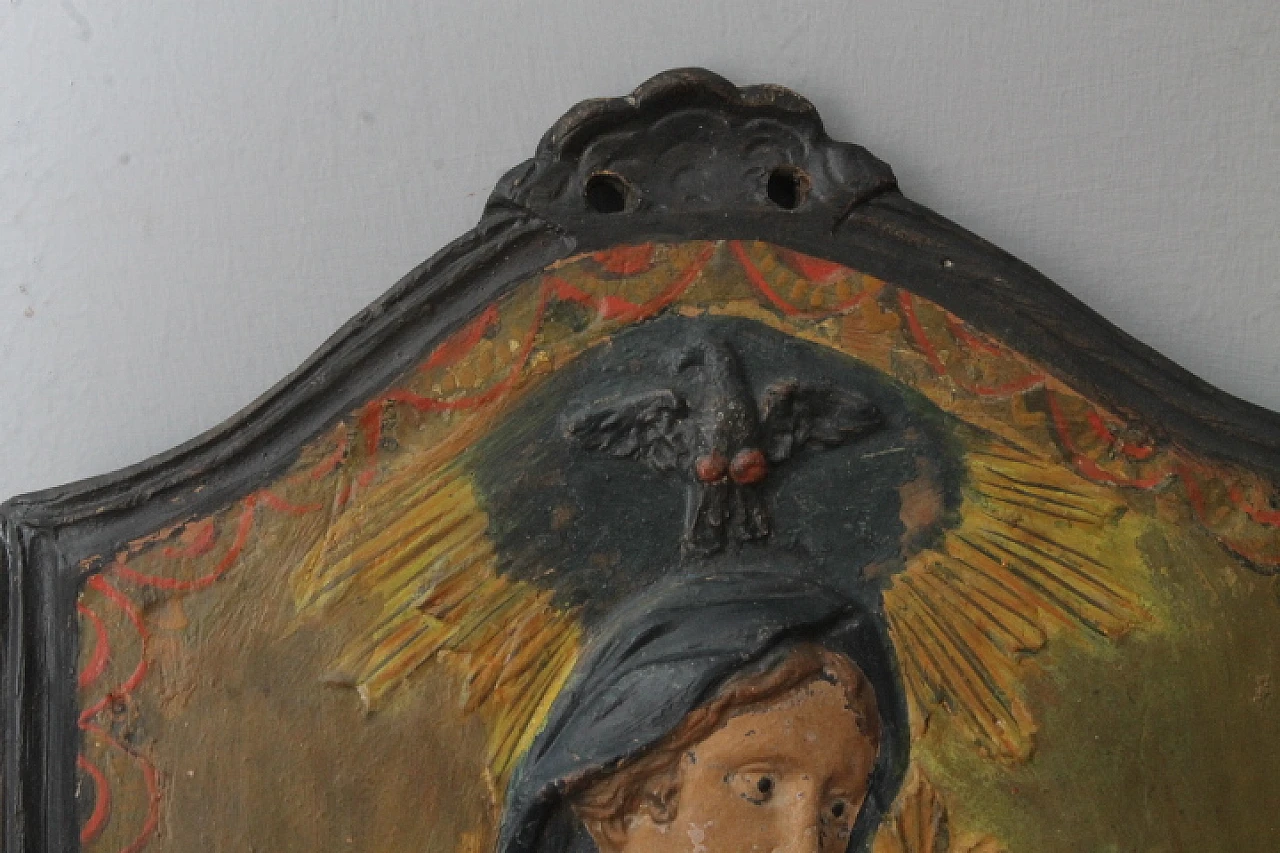 Votive plaque Emiliana Virgin and Jesus. in painted terracotta, 1859 5