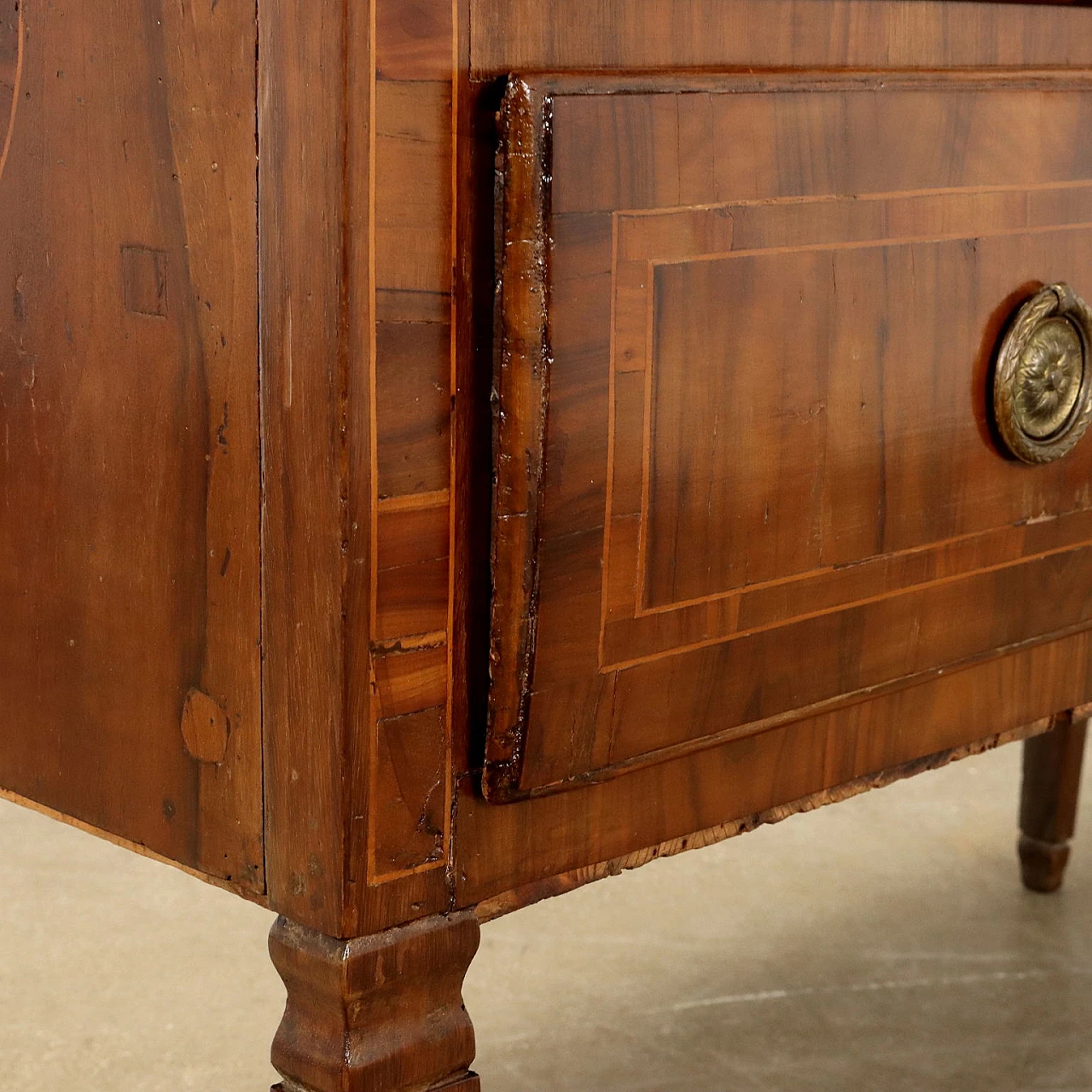 Walnut panelled chest of drawers in Neoclassical style 6