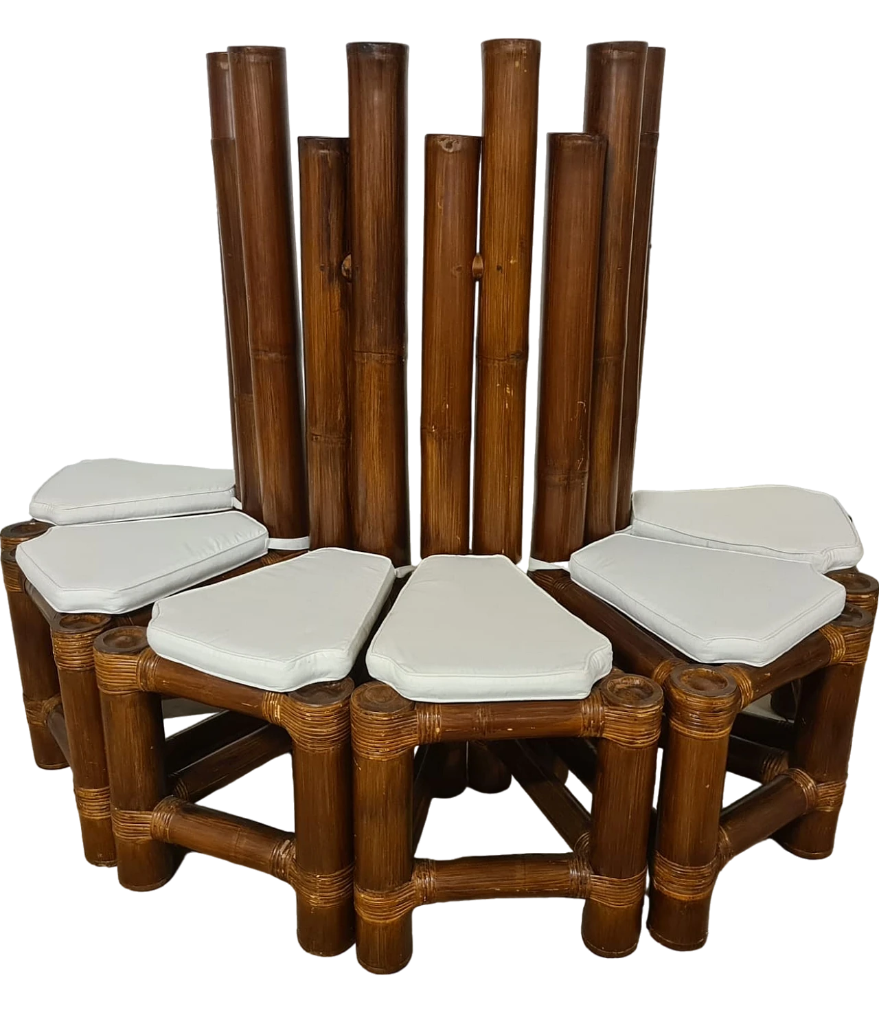 6 bamboo chairs, 70s 11