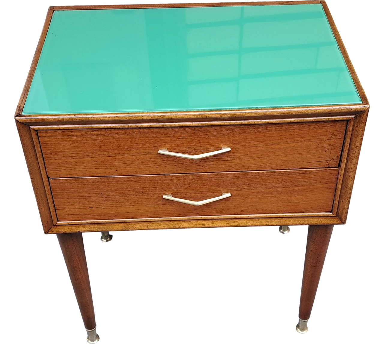 Bedside table in teak with green top, 60s 6