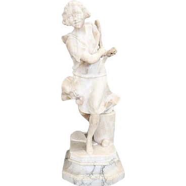 Marble sculpture, girl playing tennis, early 20th century