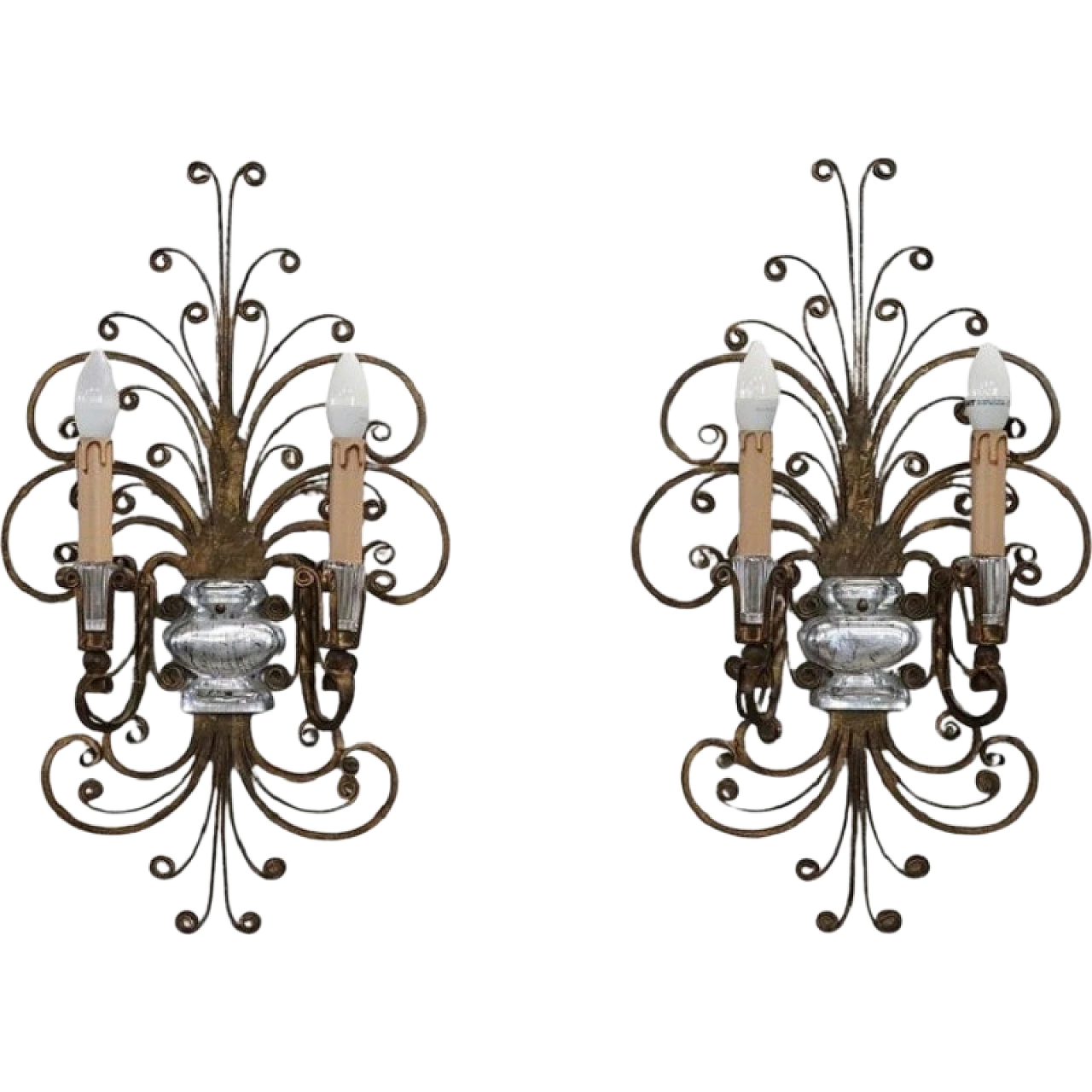 Pair of 1950s wall lights attributed to Maison Baguès 19