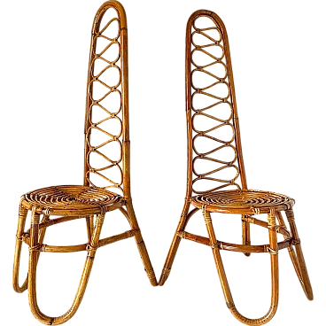 Pair of bamboo chairs from the 1960s, designed by Bonacina