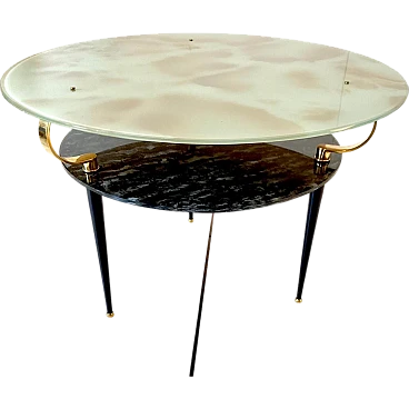 Marbled glass coffee table in the style of Fontana Arte