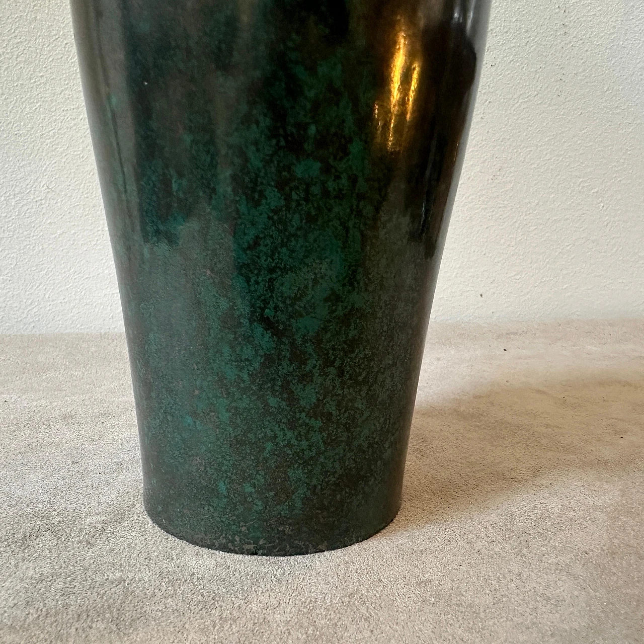 Modernist olive green Fat Lava ceramic German jug vase, 1970s 8