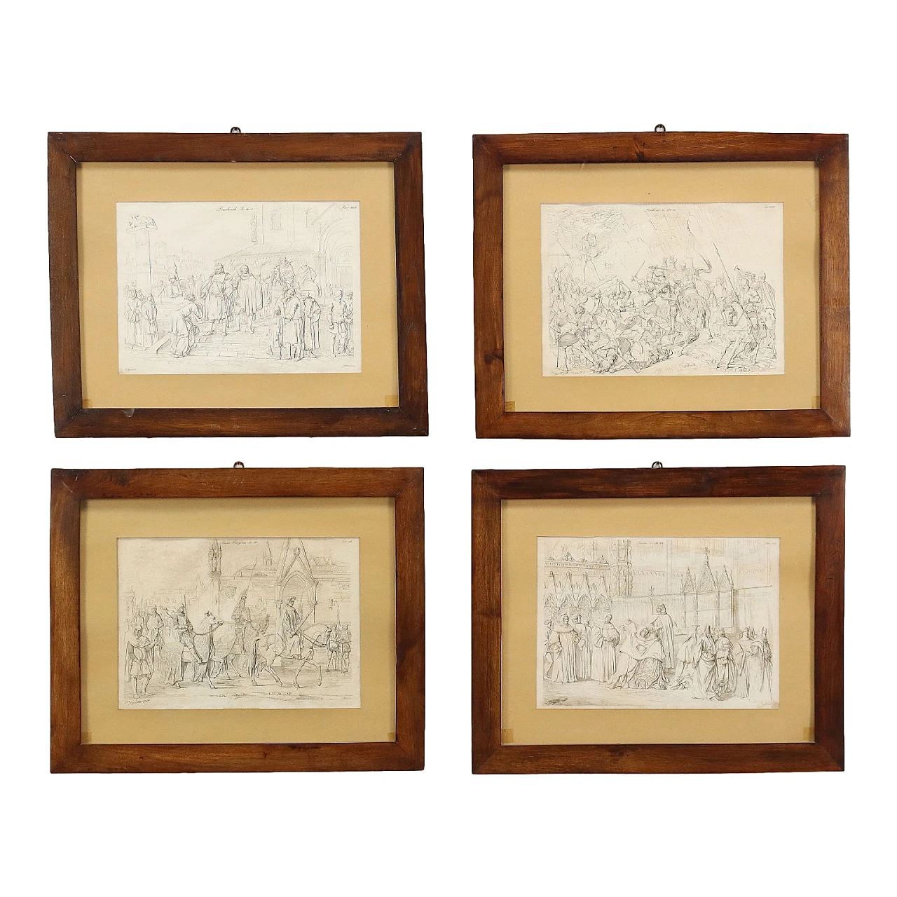 4 Engravings with drawings by Vincenzo Gazzotto, 19th century 1