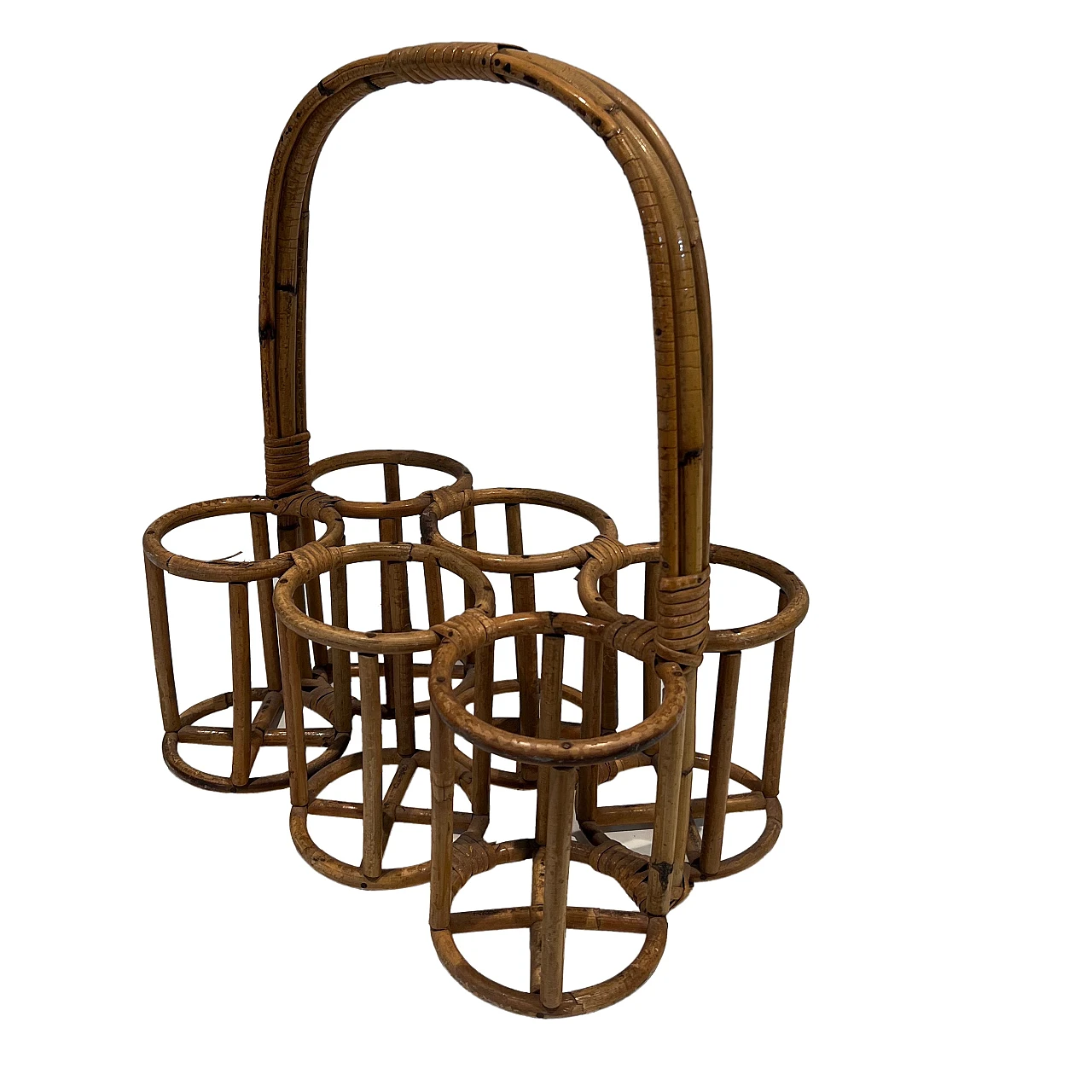 Rattan bottle rack, 1950s 1