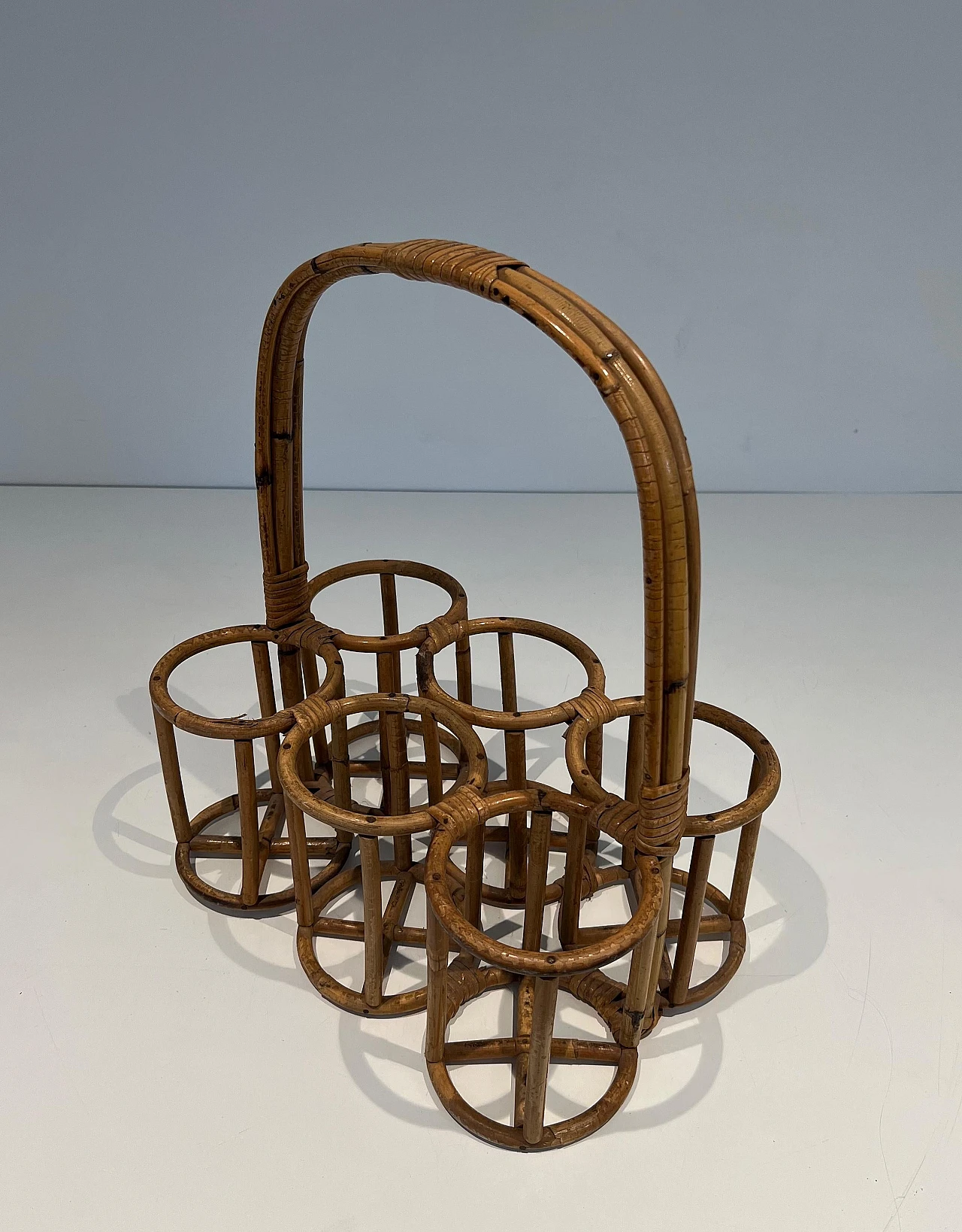 Rattan bottle rack, 1950s 2