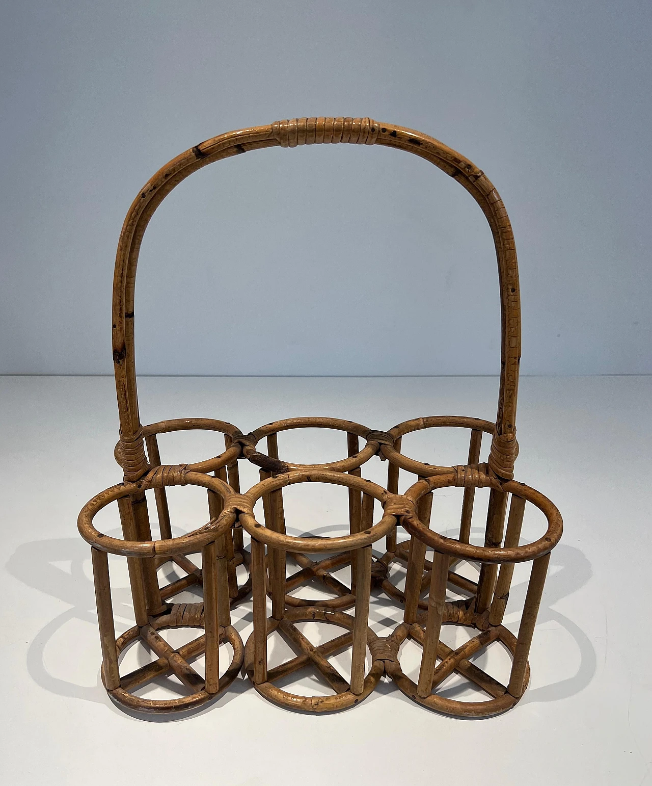 Rattan bottle rack, 1950s 3