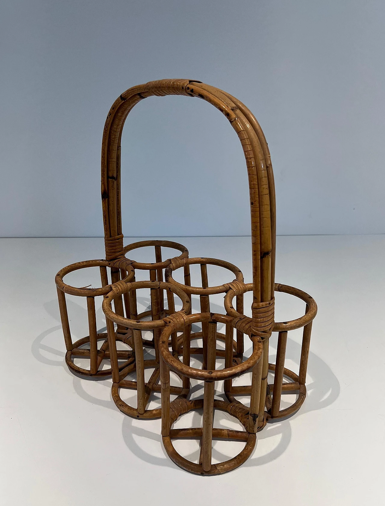 Rattan bottle rack, 1950s 12