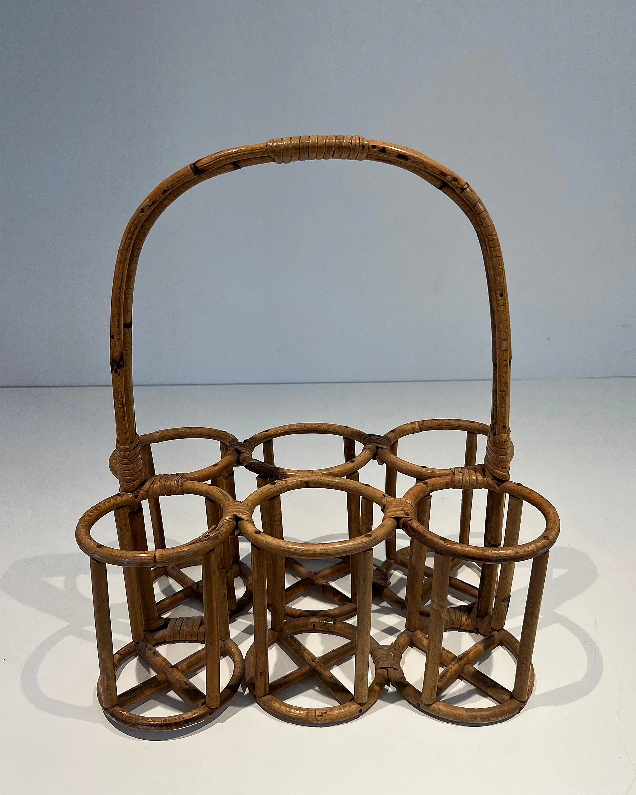 Rattan bottle rack, 1950s 13