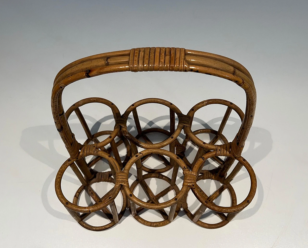 Rattan bottle rack, 1950s 14