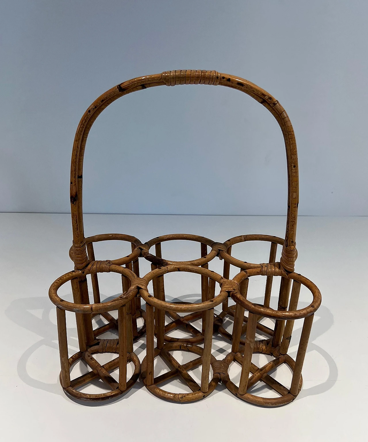 Rattan bottle rack, 1950s 15