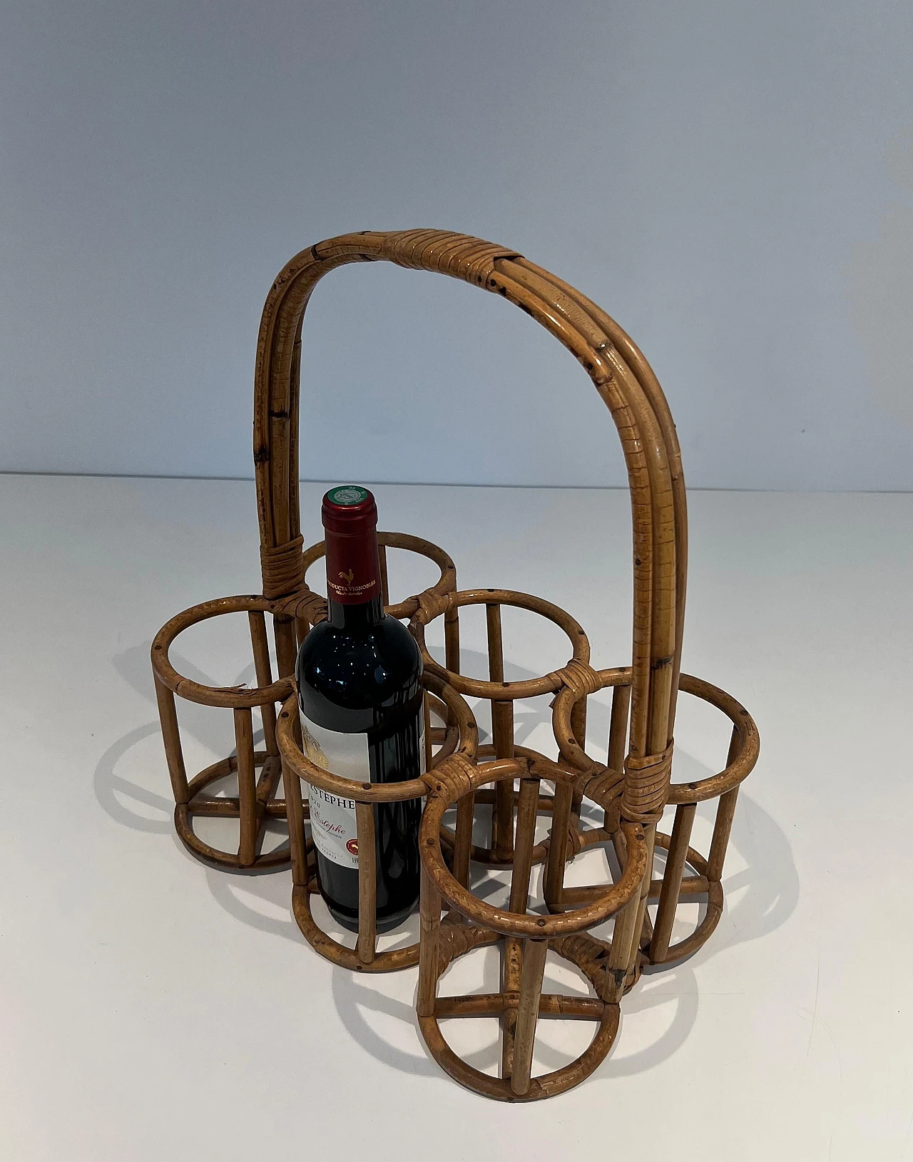 Rattan bottle rack, 1950s 16