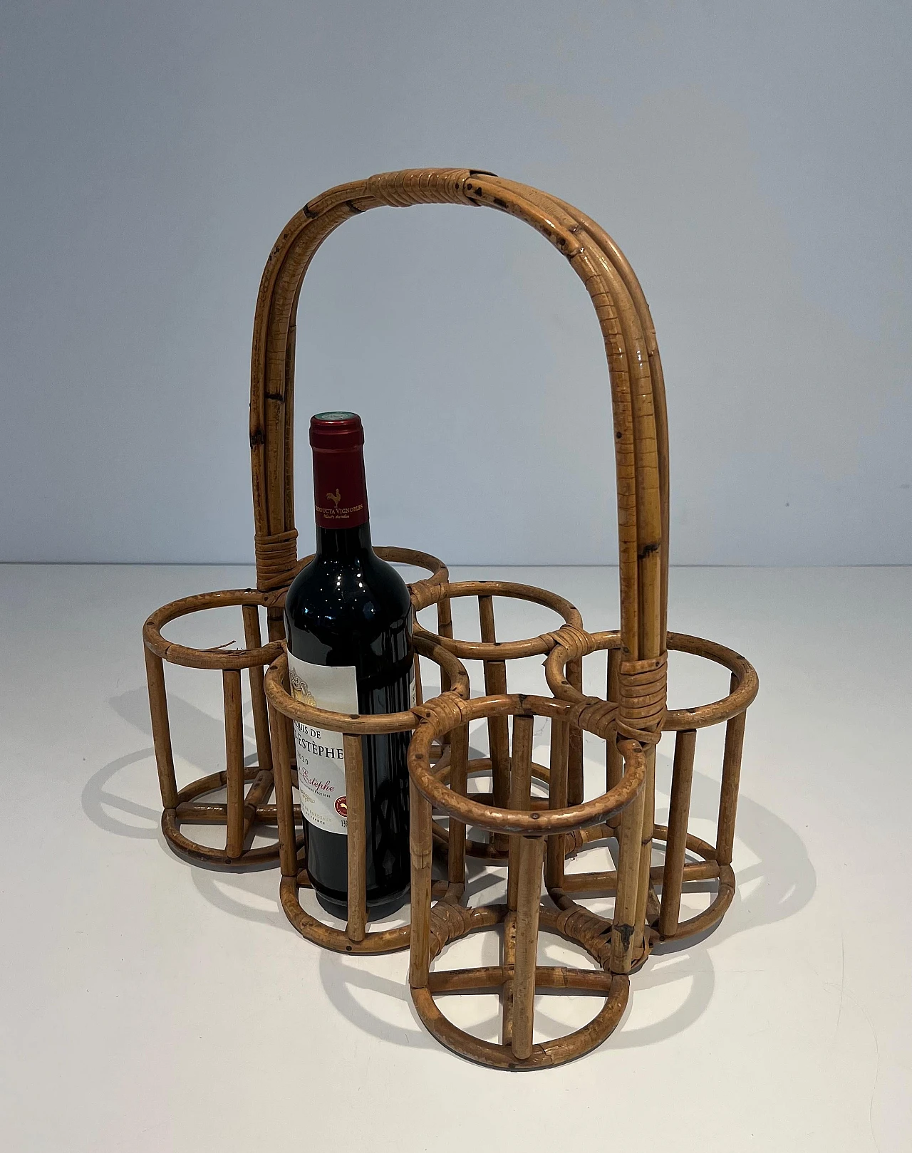 Rattan bottle rack, 1950s 17