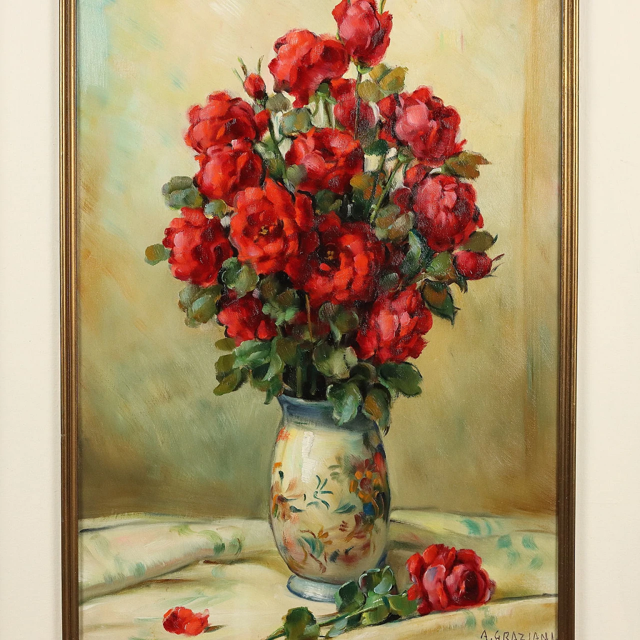 Modern Painting Signed A. Paolo Graziani Flower Composition \'900 3