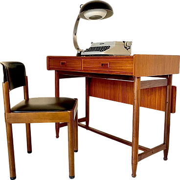 Desk and chair in solid walnut and teak from the 1960s