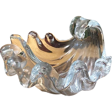 Large Murano glass shell by Tommaso Barbi, 70s