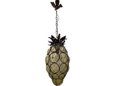 Wrought Iron Murano Glass Light Pendant