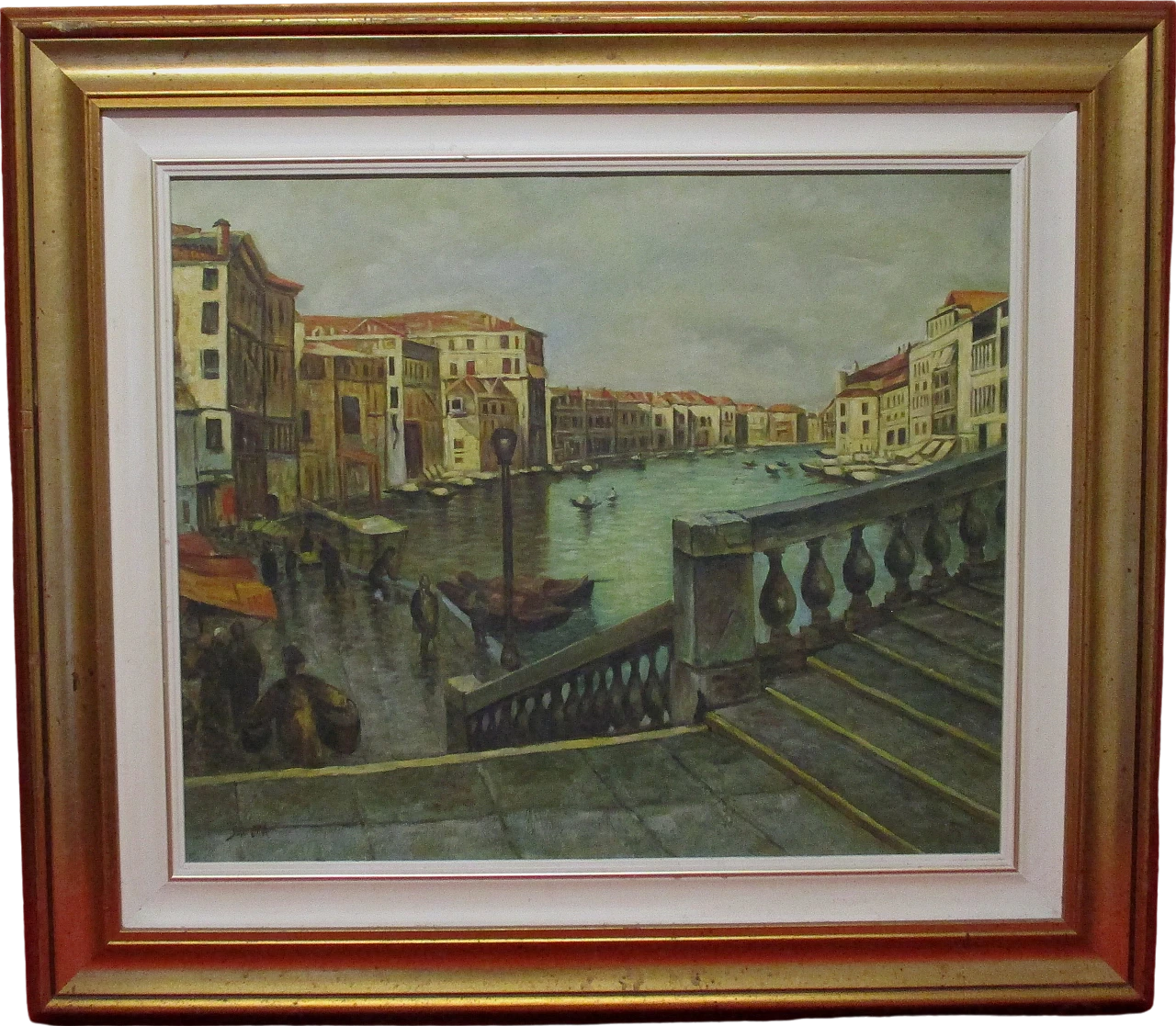 Oil painting on canvas of Venice, signed, 1950s 14