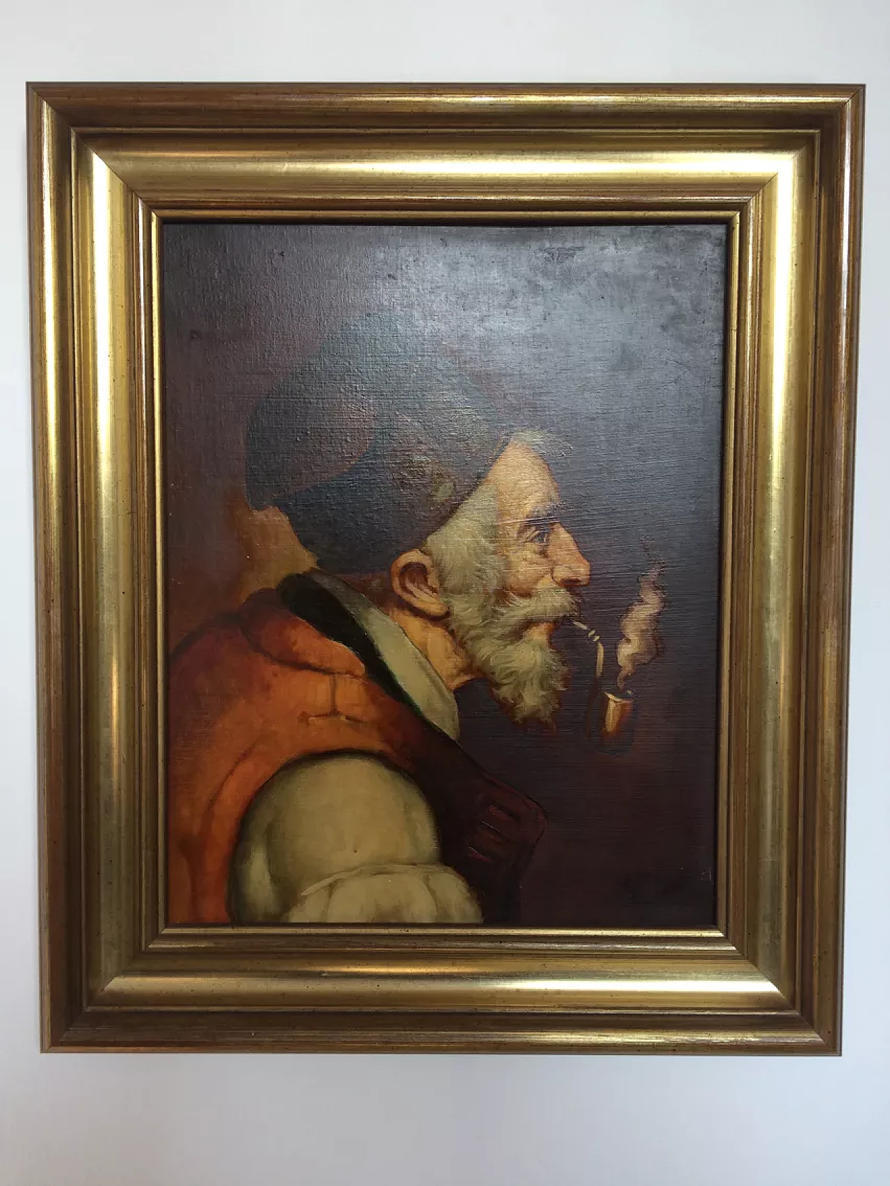 Man with beard and his pipe signed by Oller, early '900 1