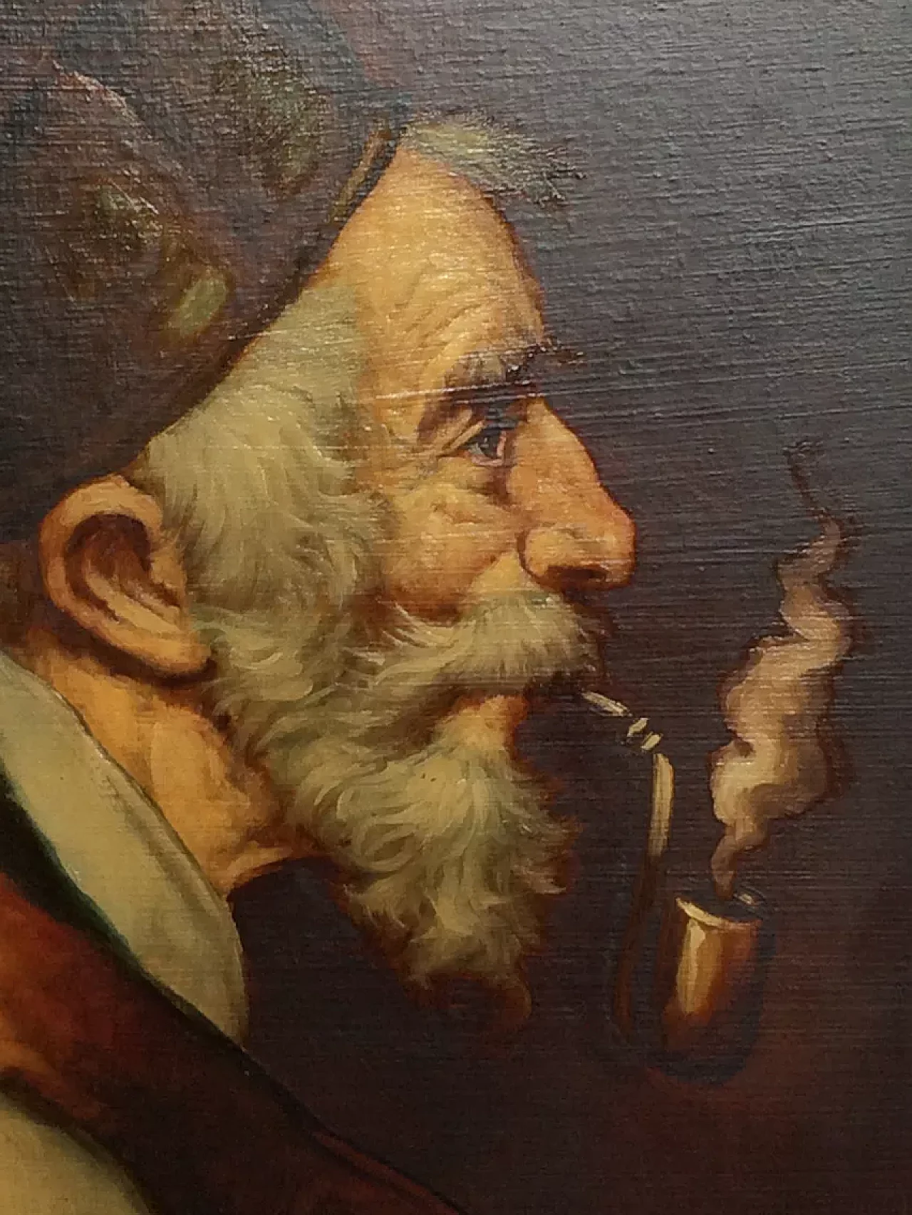 Man with beard and his pipe signed by Oller, early '900 3