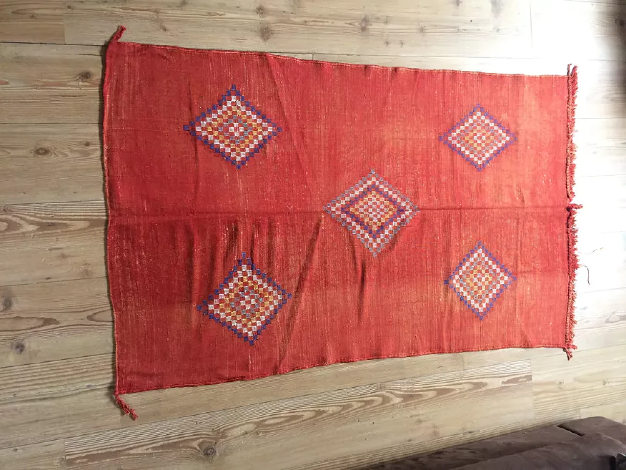 Tappeto rosso Kilim Sabra, fine '900 6