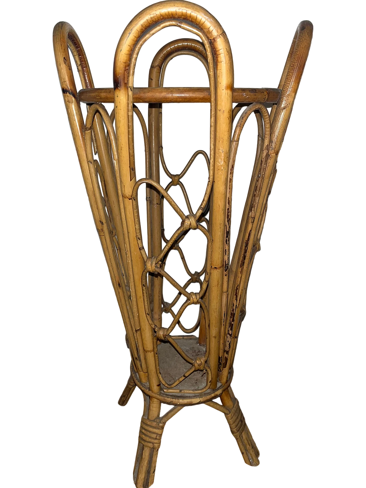 Wicker and bamboo umbrella stand 7