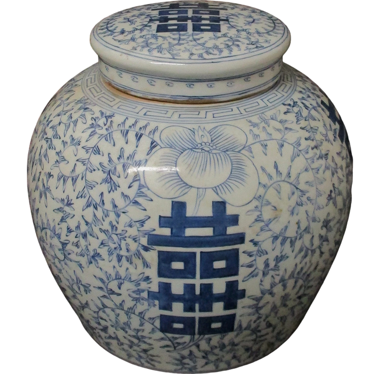 Blue and white Oriental painted porcelain vase, 20th century 6