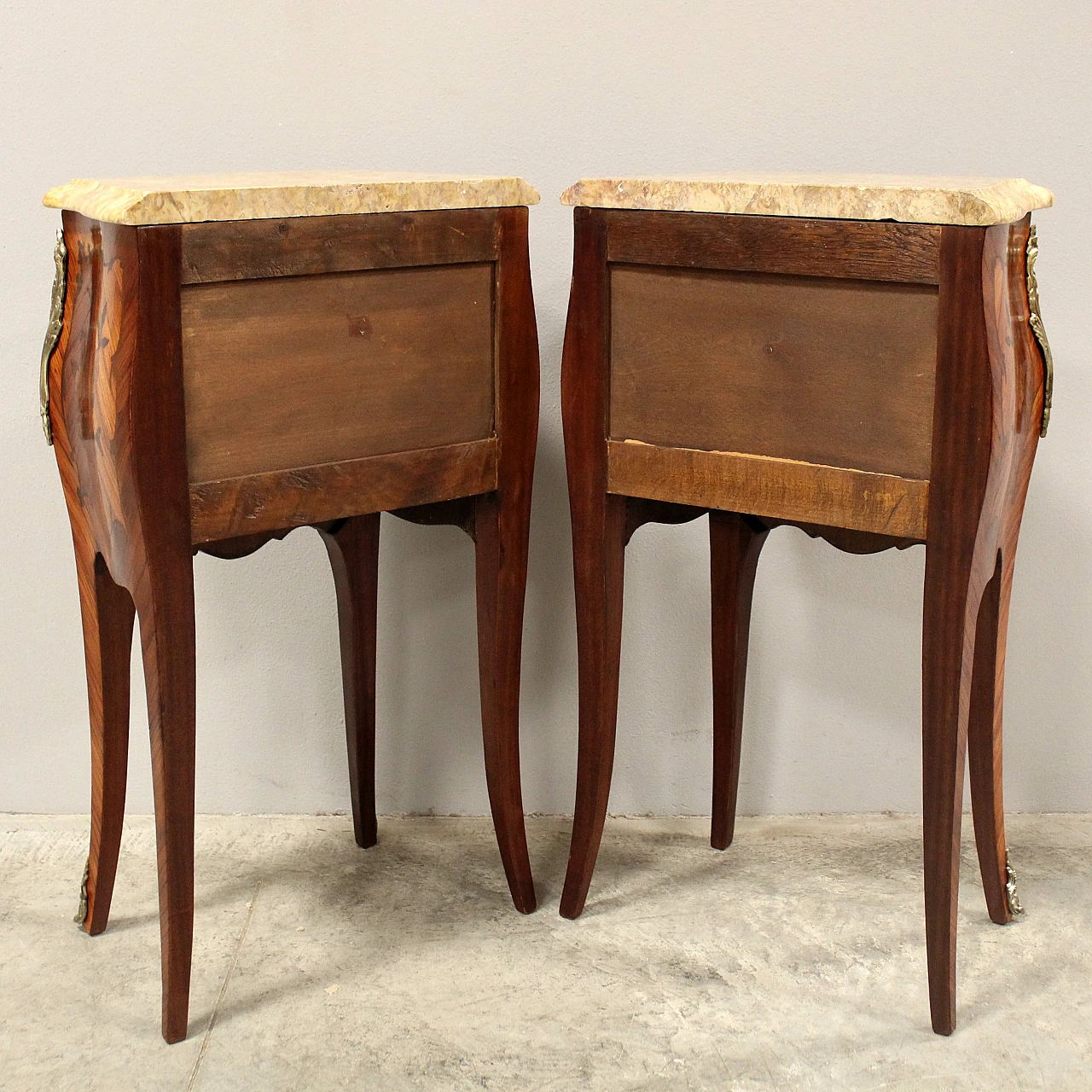 Pair of Napoleon III style inlaid bedside tables, 20th century 10