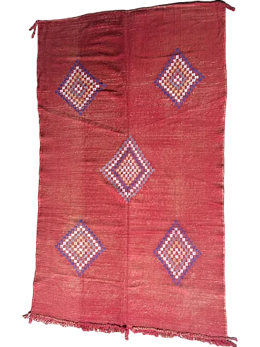 Tappeto rosso Kilim Sabra, fine '900