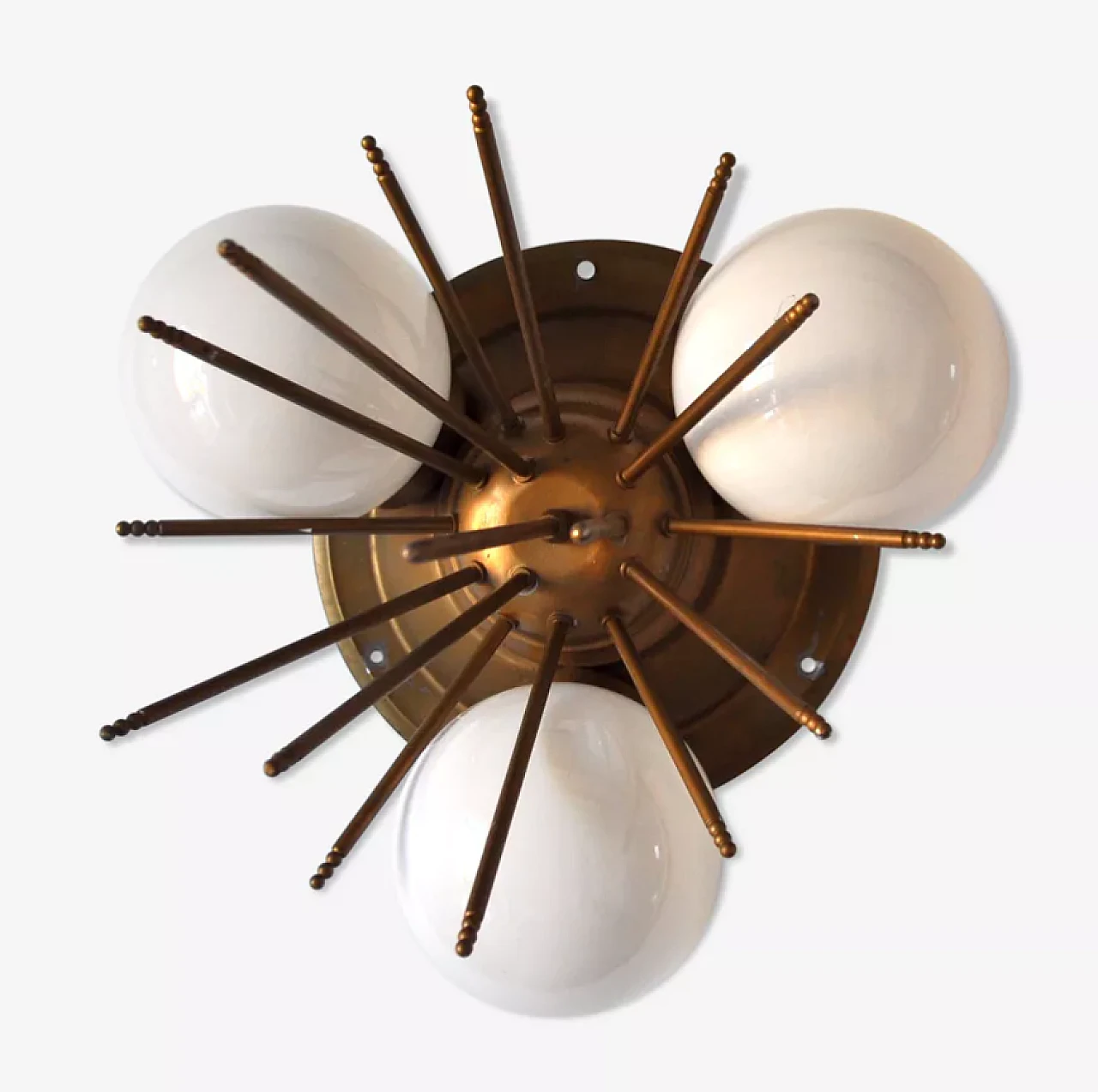 Sputnik wall lamp in glass and metal, 1980s 1