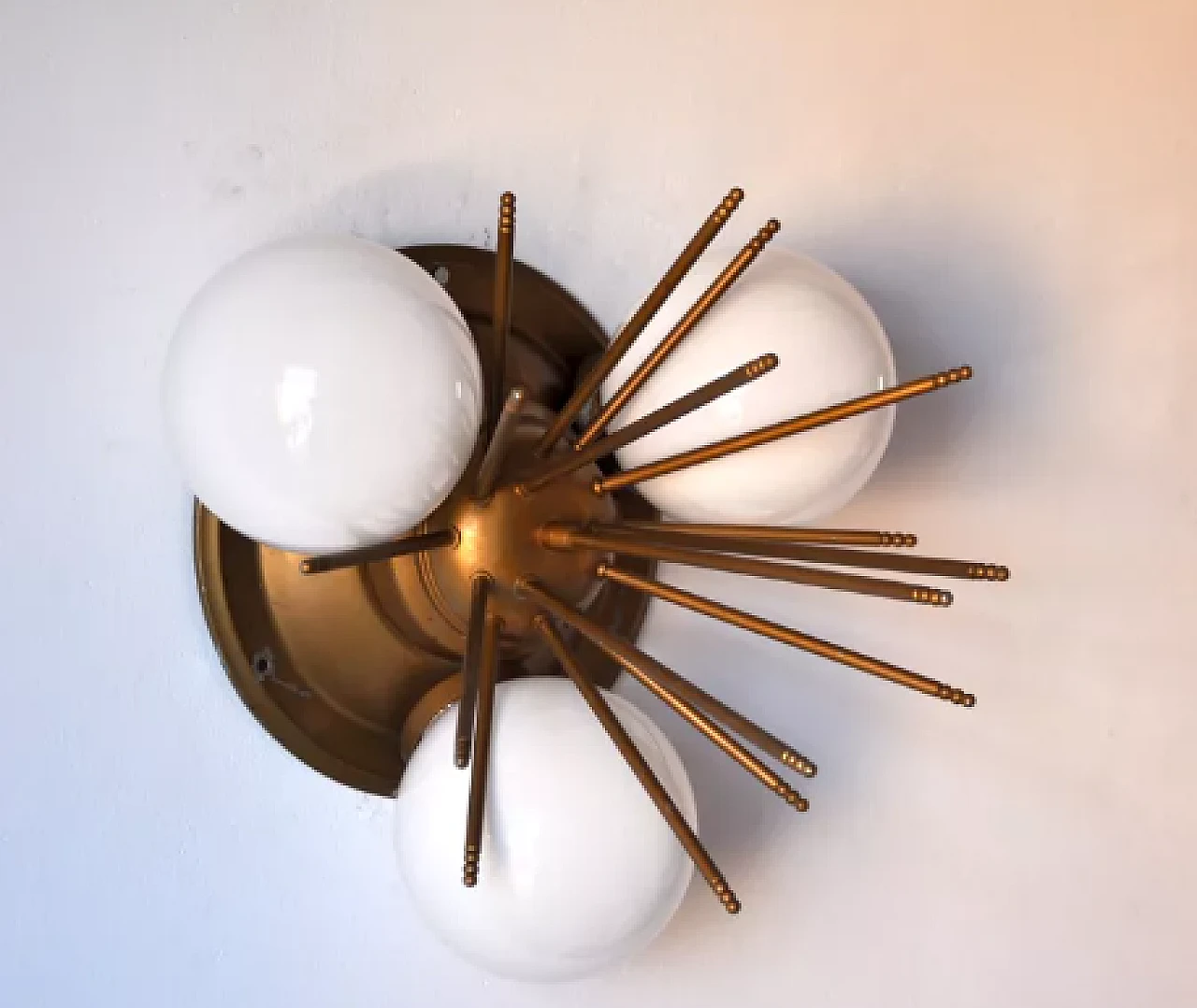 Sputnik wall lamp in glass and metal, 1980s 2