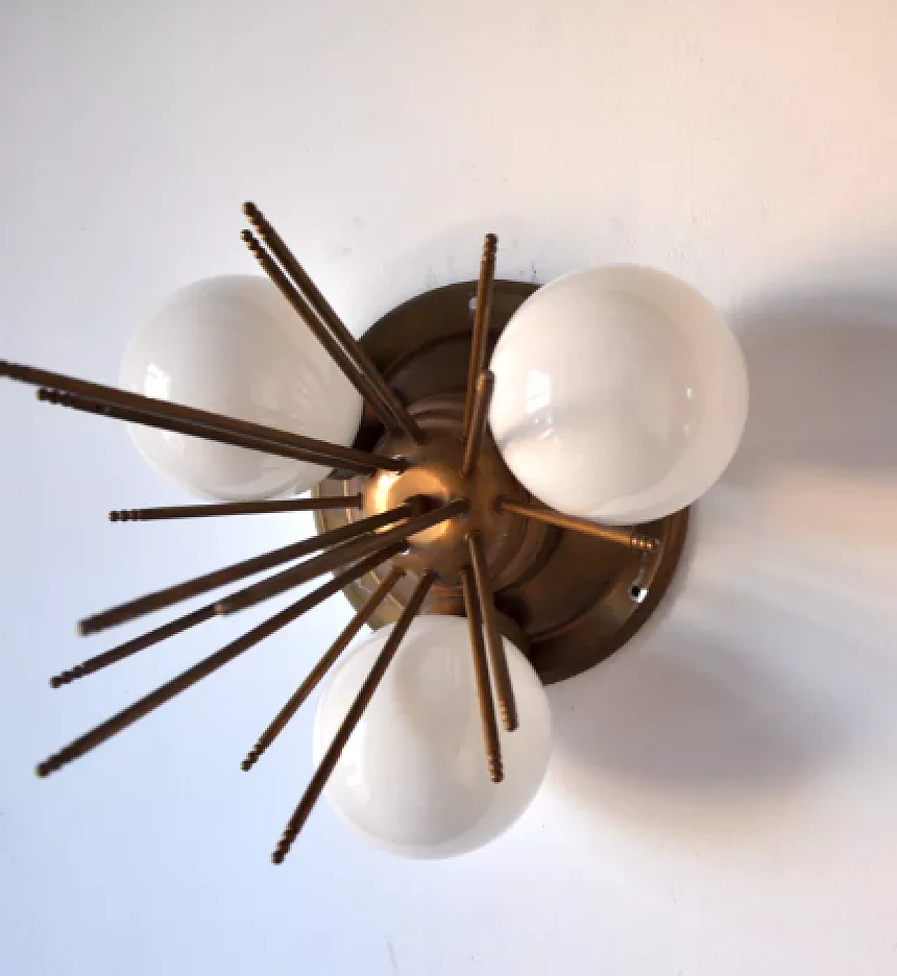 Sputnik wall lamp in glass and metal, 1980s 3