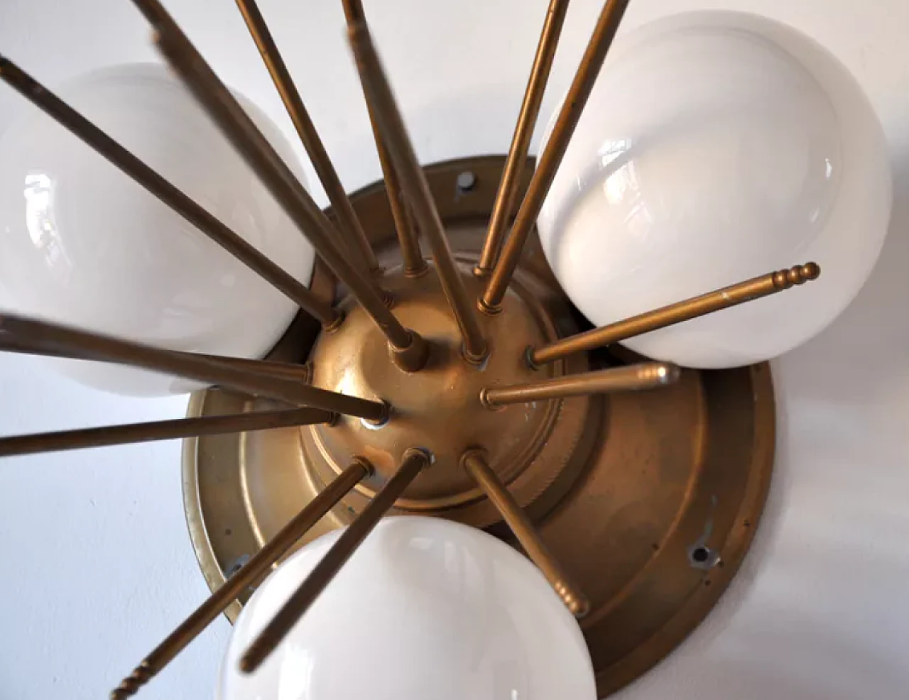 Sputnik wall lamp in glass and metal, 1980s 4