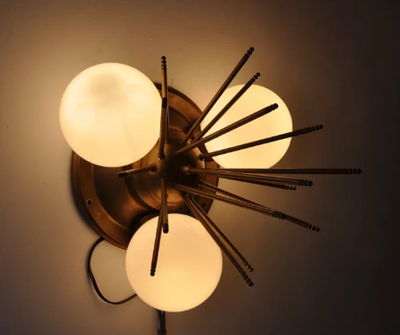 Sputnik wall lamp in glass and metal, 1980s 5