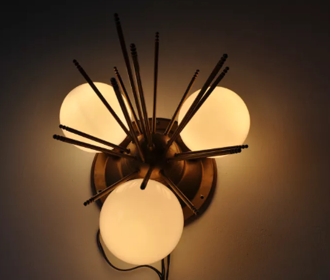 Sputnik wall lamp in glass and metal, 1980s 7