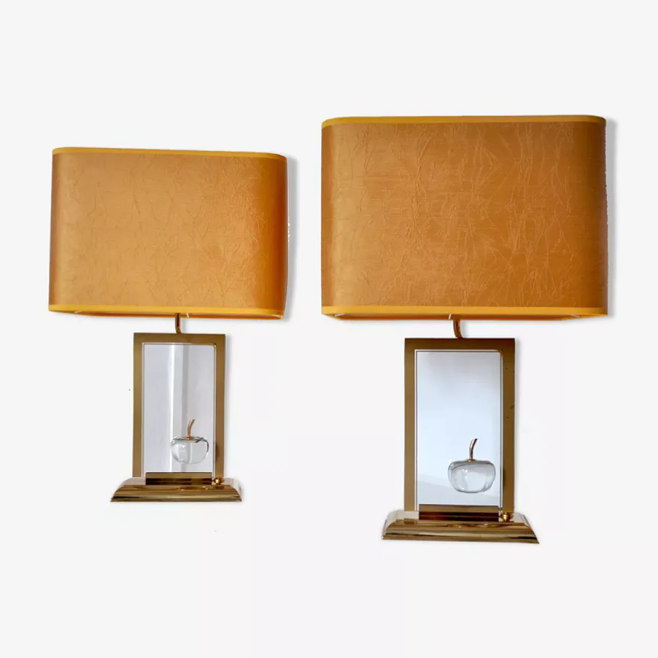 Pair of Apple lamps by Maison Le Dauphin, 1970s 1