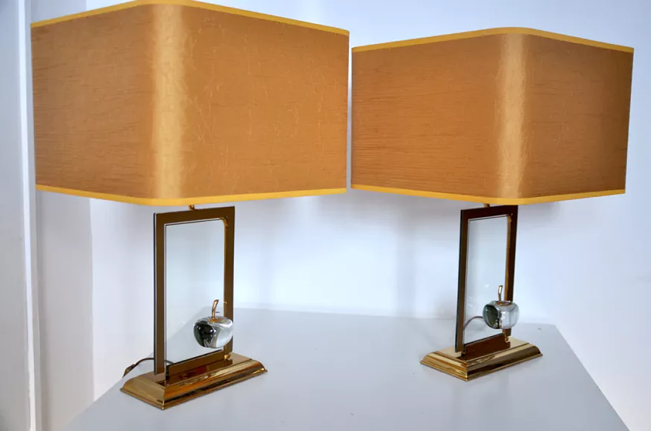 Pair of Apple lamps by Maison Le Dauphin, 1970s 3