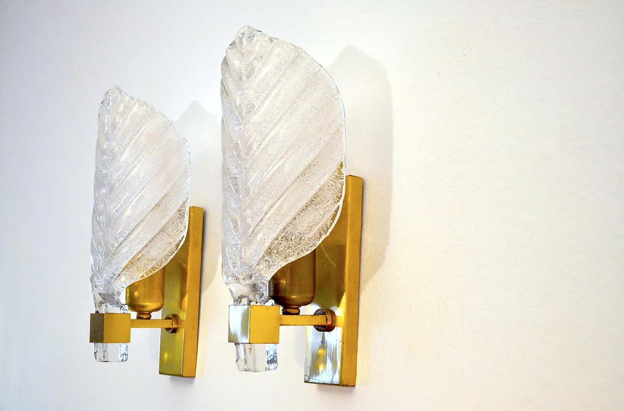 Pair of glass wall sconces by Carl Fagerlund for Lyfa, 1960s 2