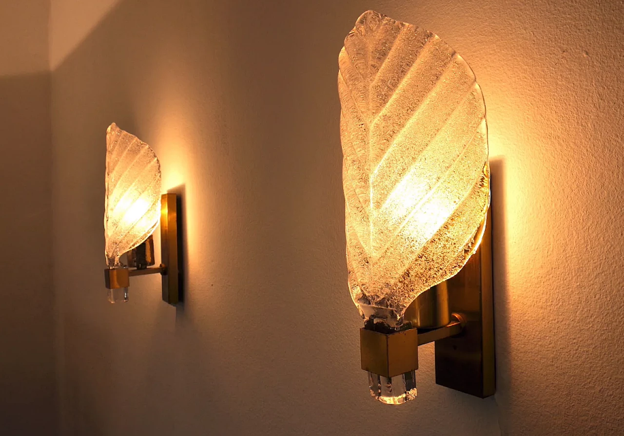 Pair of glass wall sconces by Carl Fagerlund for Lyfa, 1960s 3