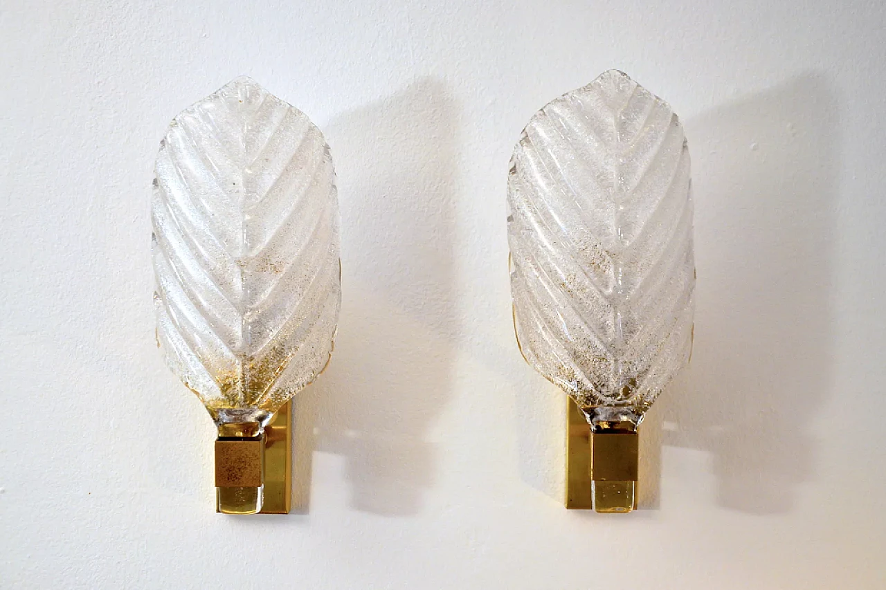 Pair of glass wall sconces by Carl Fagerlund for Lyfa, 1960s 4