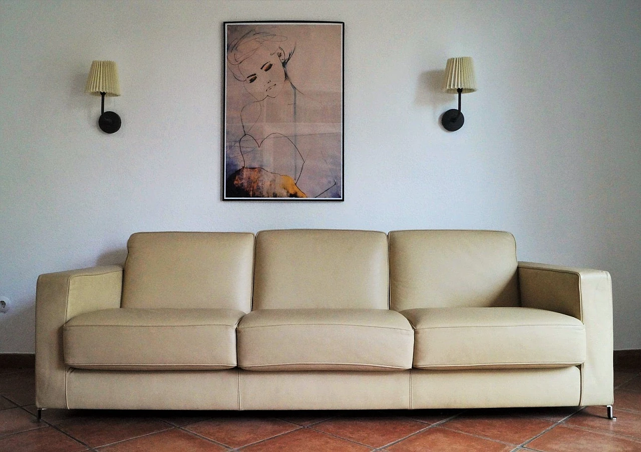 Bob sofa in cream and beige leather Centro Studi Flexform, 2000 1