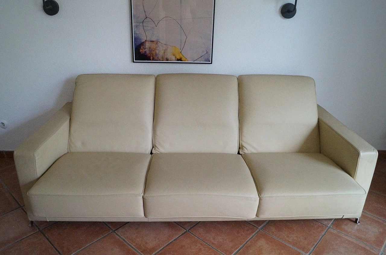 Bob sofa in cream and beige leather Centro Studi Flexform, 2000 2