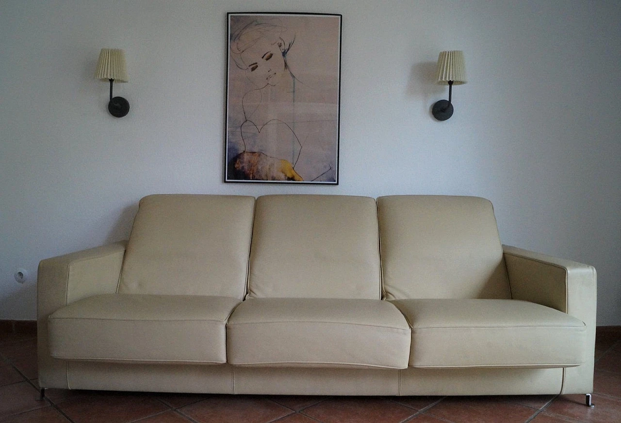 Bob sofa in cream and beige leather Centro Studi Flexform, 2000 3