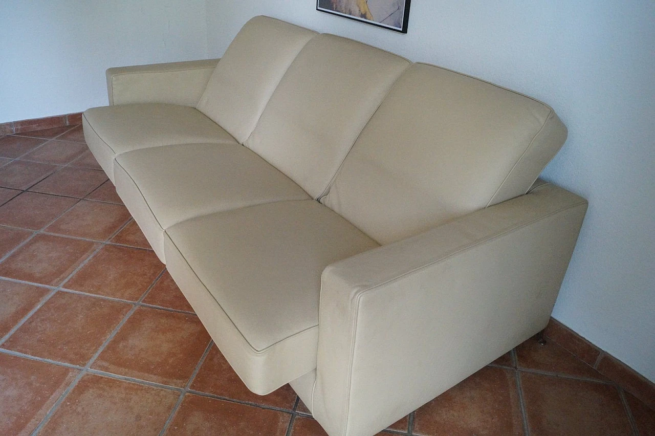 Bob sofa in cream and beige leather Centro Studi Flexform, 2000 5