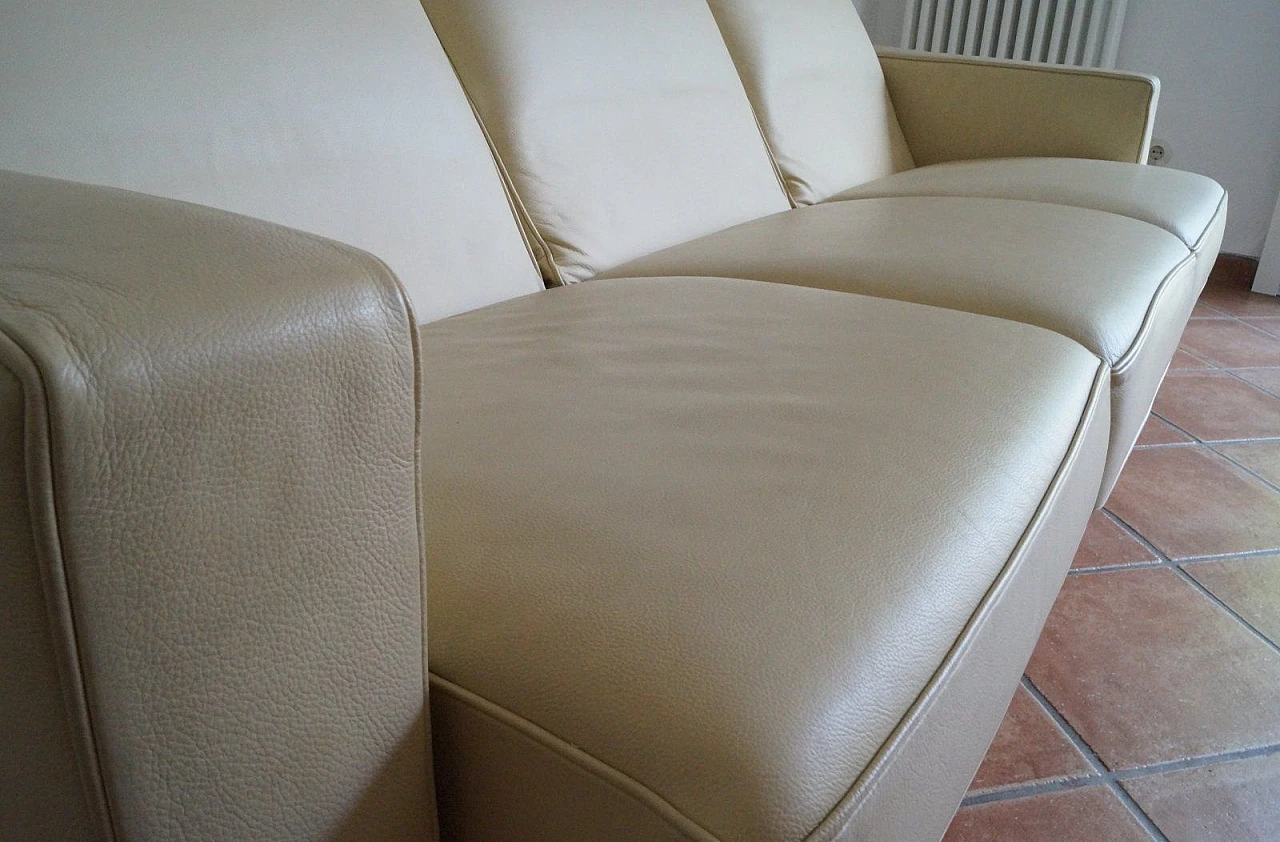 Bob sofa in cream and beige leather Centro Studi Flexform, 2000 6