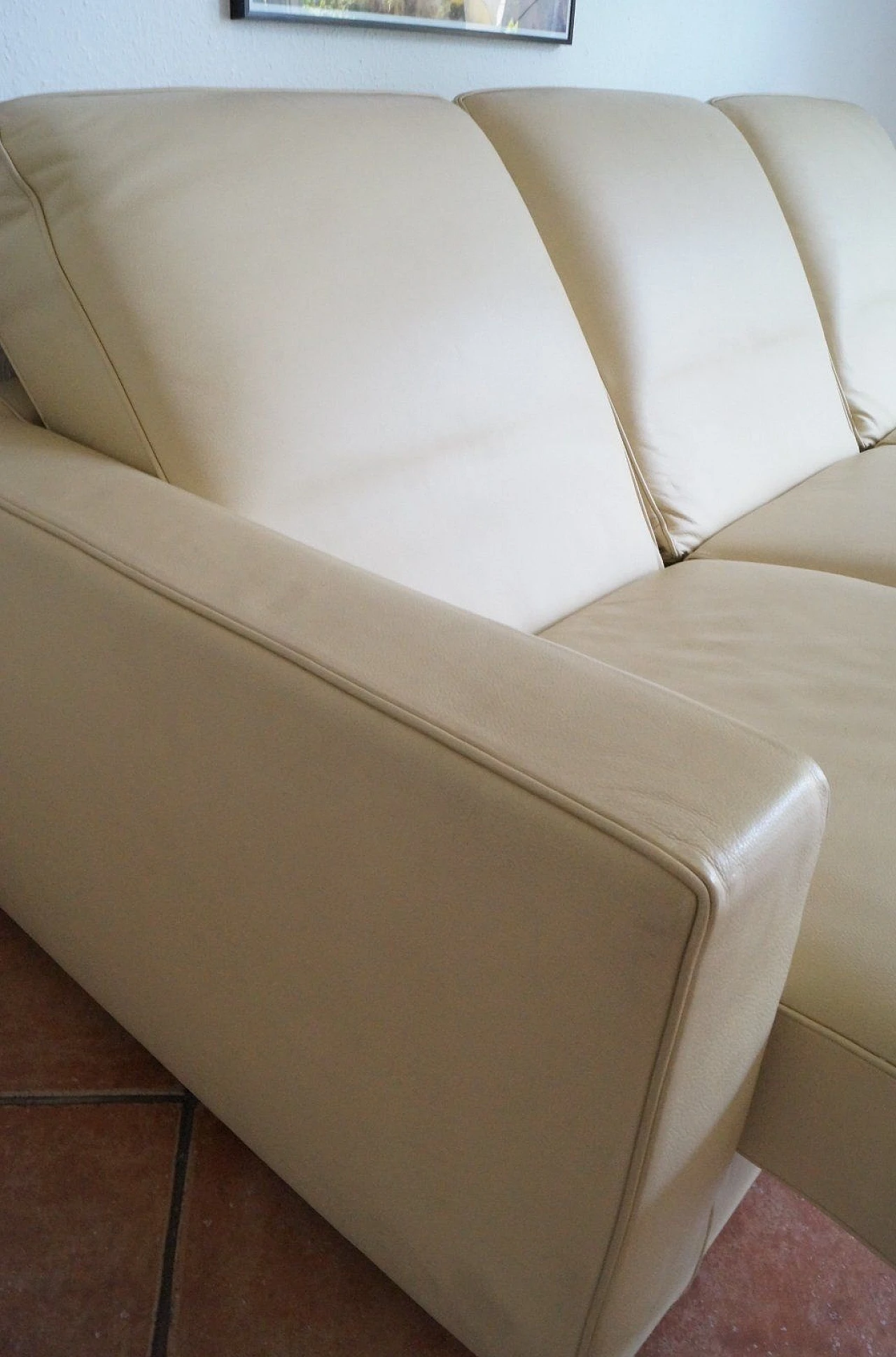 Bob sofa in cream and beige leather Centro Studi Flexform, 2000 8