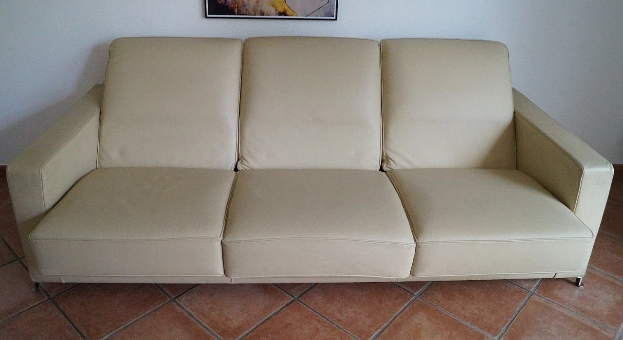 Bob sofa in cream and beige leather Centro Studi Flexform, 2000 14